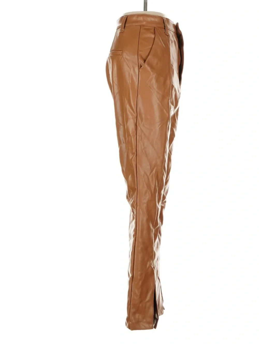 Abercrombie Curve Love Faux Leather Pants Split Hem Ultra High Rise Tan Camel 26 - Picture 4 of 7